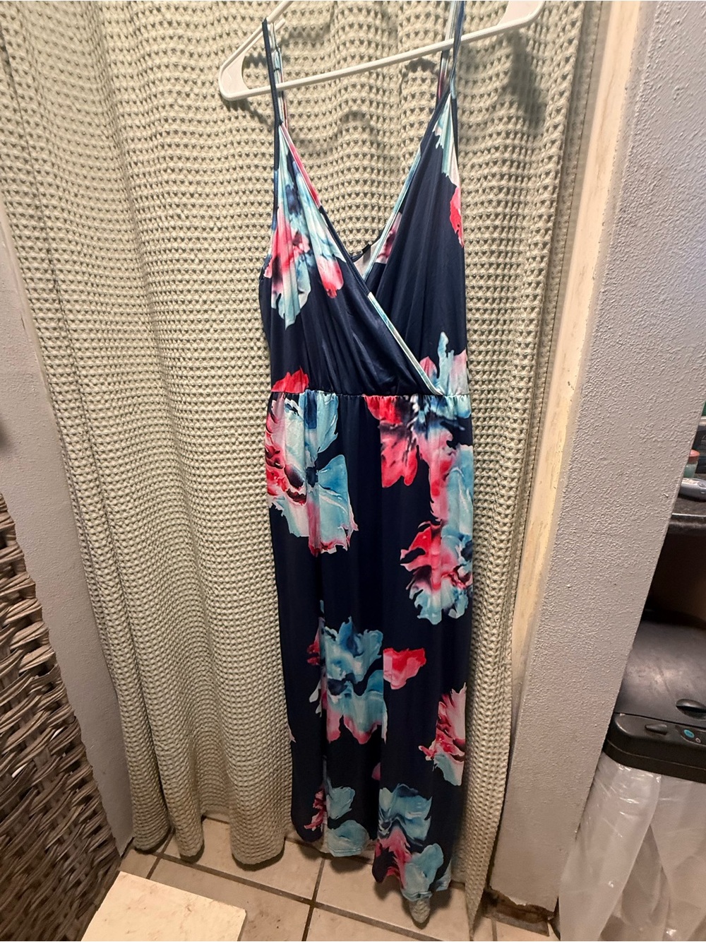 Ladies Navy Floral Maxi One-Piece